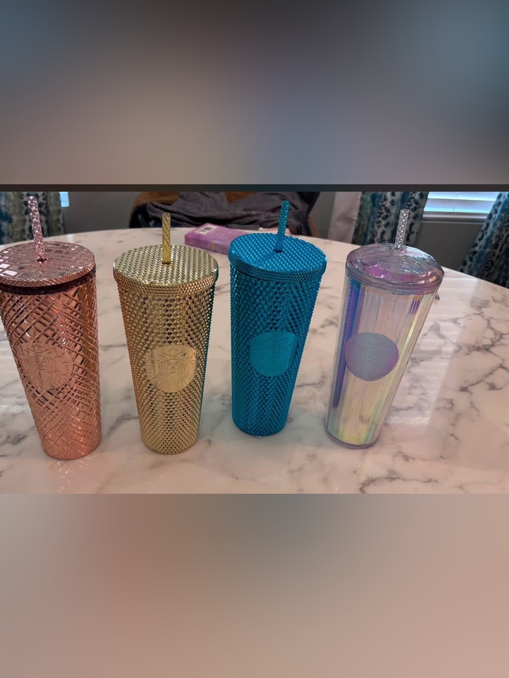 Starbucks Textured Studded Cold Cups - Rose Gold, Gold, Teal, Iridescent 24 oz